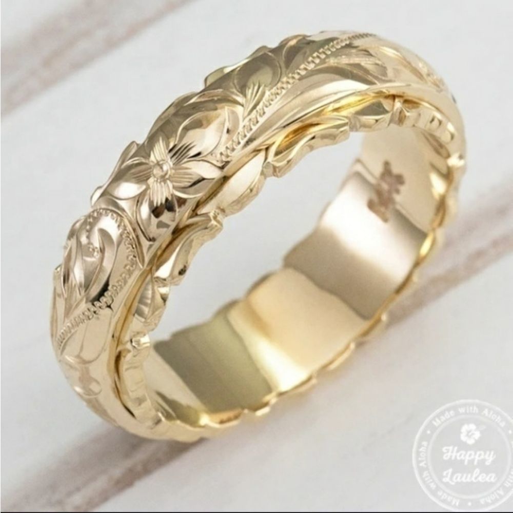Floral Band in 14KT GP - Size 6,7